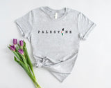 Palestine Name Printed T-Shirt, Palestine Flag Map Crewneck Shirt, Palestinians Matching Top, Muslim Solidarity Outfit