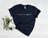 Palestine Name Printed T-Shirt, Palestine Flag Map Crewneck Shirt, Palestinians Matching Top, Muslim Solidarity Outfit