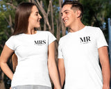 Mr. Mrs Est Shirt, Personalised Est Date Printed T-Shirt, Husband & Wife Couple Matching Tees, Bride and Groom Honeymoon Shirt, Gift for Him