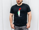 Palestine Flag Printed Shirt, Palestine Arabic Calligraphy Shirt, Muslims Solidarity Crewneck Tees, Comfy Palestinians Tops