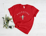 Palestine Arabic Calligraphy T-Shirt, Palestine Flag Map Crewneck Shirt, Muslims Solidarity Printed Tops, Palestinians Adults Clothing Gifts