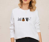 Halloween Cats Sweatshirt, Embroidered Ghosts Cats And Pumpkins Halloween Jumper, Spooky Season Sweaters, Halloween Family Matching Outfits