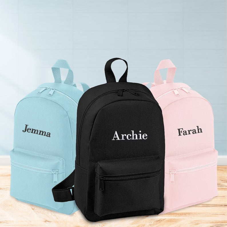 Personalised Backpacks, Custom Name Embroidered Mini Backpack, Kids School Shoulder Bag, Comfort Colors Adult Kids Travel Bags, School Gifts