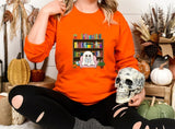 Bookish Ghost Spooky Sweatshirt, Ghost Reading Books Printed Halloween Sweater, Cute Halloween Fall Jumpers for Librarian, Books Lover Gifts