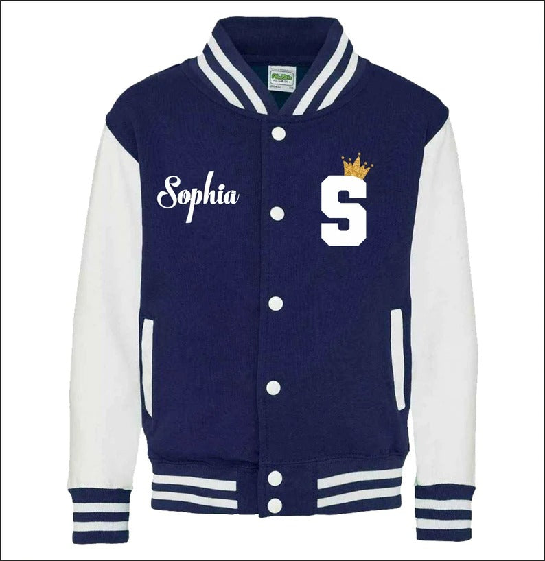 Custom Name Varsity Jacket, Personalized Kids Baseball Jacket, College Uniform Jacket, Sports Gala Custom Name Initial Gift.