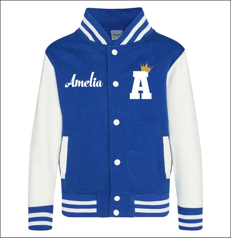 Custom Name Varsity Jacket, Personalized Kids Baseball Jacket, College Uniform Jacket, Sports Gala Custom Name Initial Gift.