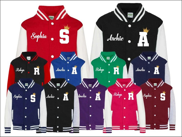 Custom Name Varsity Jacket, Personalized Kids Baseball Jacket, College Uniform Jacket, Sports Gala Custom Name Initial Gift.