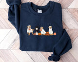 Golden Retriever Halloween Sweatshirt, Halloween Ghost Dogs Jumper, Halloween Dog Lover Sweaters, Gothic Dogs Sweatshirt, Gift for Halloween