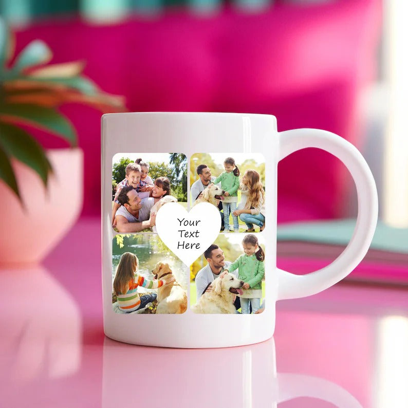 Personalised Photo Mug, Custom Photo College Mug, Couple & Family Memories Printed Cup, Ceramic Coffee Mugs, Unique Birthday Gift for Him