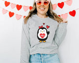 Cute Penguin Christmas Sweatshirt, Personalised Couple Initials Xmas Sweater, Christmas Animal Matching Jumper, Xmas Penguin Lovers Gifts