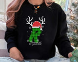 Custom Christmas Sweatshirt, Personalised Name & Initial Xmas Sweater, Buffalo Plaid Initial Printed Xmas Jumper, Best Christmas Party Gifts