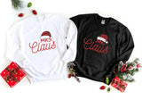 Mr. & Mrs. Clause Santa Sweatshirt, Christmas Couple Matching Printed Sweater, Personalised Husband Wife Xmas Jumper, Christmas Eve Outfits