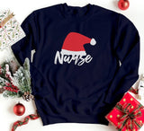 Santa Hat Nurse Printed Sweatshirt, Christmas Nicu Nurse Crewneck Sweater, Xmas Holidays Matching Jumper, Christmas Eve Party Nurse Gifts