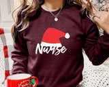 Santa Hat Nurse Printed Sweatshirt, Christmas Nicu Nurse Crewneck Sweater, Xmas Holidays Matching Jumper, Christmas Eve Party Nurse Gifts