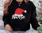 Santa Hat Nurse Printed Sweatshirt, Christmas Nicu Nurse Crewneck Sweater, Xmas Holidays Matching Jumper, Christmas Eve Party Nurse Gifts