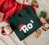 Christmas Santa Hat Printed Sweatshirt, Ho Ho Ho3 Crewneck Xmas Sweatshirt, Christmas Family Matching Jumper, Xmas Party Funny Ho3 Outfits