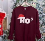 Christmas Santa Hat Printed Sweatshirt, Ho Ho Ho3 Crewneck Xmas Sweatshirt, Christmas Family Matching Jumper, Xmas Party Funny Ho3 Outfits