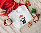 Custom Any Text Christmas Sweatshirt, Christmas Santa Hat & Shoes Printed Sweater, Xmas Eve Matching Jumper, Personalised Christmas Outfits