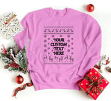 Custom Text Christmas Sweatshirt, Personalised Ugly Xmas Printed Sweatshirt, Family Matching Crewneck Jumper, Funny Xmas Holidays Outfits