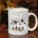 Vintage Cute Dog Ghosts Mug, Halloween Pumpkin Coffee Mug, Fall Boo Ghosts Spooky Vibes Mug, Funny Fall 11oz Ceramic Cup, Halloween Gifts