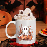 Halloween Cute Ghost Mug, Vintage Pumpkin Printed Mug, Fall Autumn Boo Ghost Coffee Mug, Spooky Season Ceramic Mug, Halloween Night Gifts