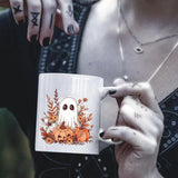 Halloween Cute Ghost Mug, Vintage Pumpkin Printed Mug, Fall Autumn Boo Ghost Coffee Mug, Spooky Season Ceramic Mug, Halloween Night Gifts