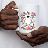 Lets Go Ghouls Halloween Mug, Spooky Boo Ghost Coffee Mug, Retro Funny Ghost Ceramic Printed Mug, Fall Halloween Coffee Cup, Halloween Gifts