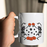 Funny Dancing Skeleton Coffee Mug, Retro Halloween Printed Mug, Vintage Fall Pumpkins Ceramic Mug, Spooky Season Cup, Fall Gift for Friends