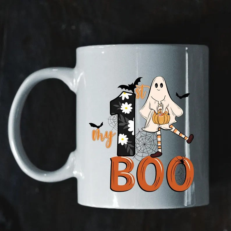 My 1st Halloween Coffee Mugs, Halloween Boo Ghost Printed Mug, Vintage Fall Autumn Ceramic Mug, Fall Tee Cups, Fall Halloween Gifts for Kids