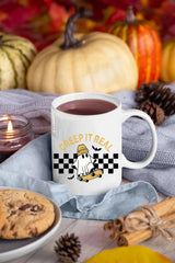 Halloween Ghosts Coffee Mugs, Creep It Real Halloween Printed Mugs, 11oz White Ceramic Cups, Ghost On Skateboard Cups, Fall Halloween Gifts