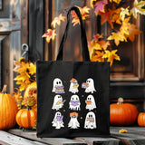 Ghosts Tote Bags, Cute Halloween Ghost Reading Books Printed Tote Bags, Halloween Bookish Ghost Bags, Spooky Season, Cotton Halloween Totes