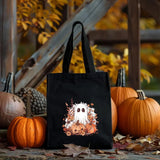 Aesthetic Halloween Ghost Tote Bags, Thanksgiving Spooky Printed Tote Bags, Halloween Pumpkins Bag, Spooky Cute Ghost Canvas Halloween Bags