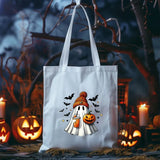 Halloween Cute Ghosts Tote Bags, Ghosts Drinking Coffee Printed Totes, Halloween Shopping Bags, Spooky Cute Ghost Canvas Bags For Halloween