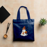 Halloween Cute Ghosts Tote Bags, Ghosts Drinking Coffee Printed Totes, Halloween Shopping Bags, Spooky Cute Ghost Canvas Bags For Halloween