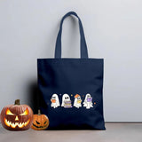 Halloween Floral Ghosts Tote Bags, Cute Halloween Ghosts Printed Bags, Spooky Season Bags, Cotton Shopping Tote Bags, Halloween Gift for Her