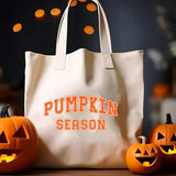 Retro Pumpkin Season Tote Bag, Halloween Spooky Season Printed Bags, Cotton Shopping Bags, Stay Spooky Tote Bag, Halloween Gift from Husband