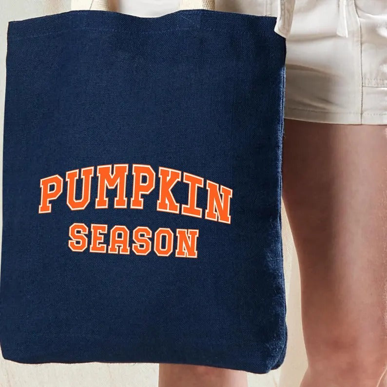 Retro Pumpkin Season Tote Bag, Halloween Spooky Season Printed Bags, Cotton Shopping Bags, Stay Spooky Tote Bag, Halloween Gift from Husband