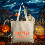 Retro Pumpkin Season Tote Bag, Halloween Spooky Season Printed Bags, Cotton Shopping Bags, Stay Spooky Tote Bag, Halloween Gift from Husband