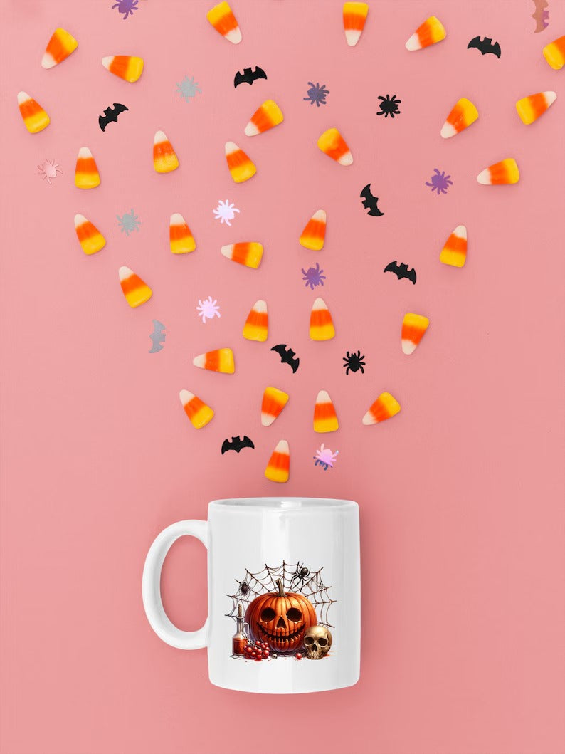 Vintage Pumpkin Mugs, Creepy Halloween Pumpkin Printed Coffee Mug, Scary Halloween Ceramic Cups, Fall Ice Coffee Mugs, Halloween Party Gifts