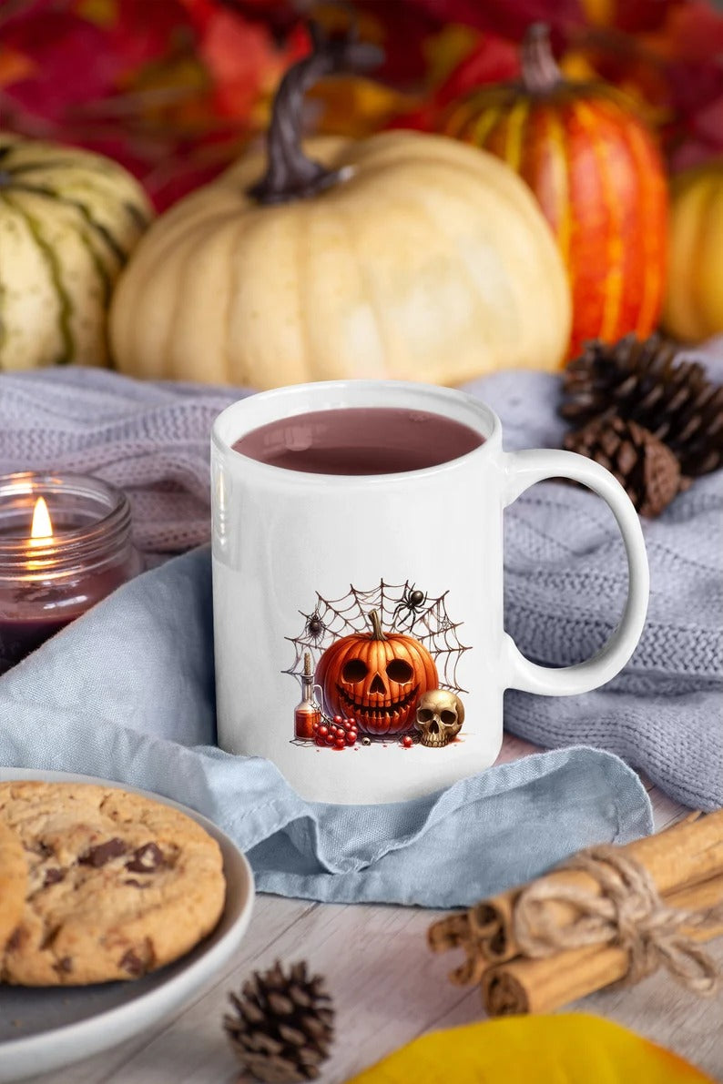 Vintage Pumpkin Mugs, Creepy Halloween Pumpkin Printed Coffee Mug, Scary Halloween Ceramic Cups, Fall Ice Coffee Mugs, Halloween Party Gifts