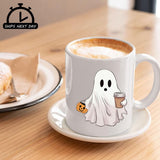 Halloween Little Ghost with Coffee Mug, Halloween Pumpkin Printed Mug, Cute Boo Ghost Ceramic Coffee Mug, Spooky Season, Fall Halloween Mug