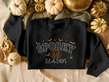 Spooky Season Embroidered Sweatshirt, Varsity Lettered Halloween Jumpers, Autumn Clothing, Fall Sweater, Halloween Sweater, Halloween Gifts