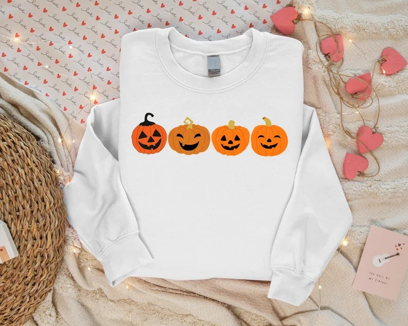 Funny Halloween Pumpkin Sweater, Fall Winking Pumpkin Printed Sweatshirt, Halloween Jack o Lantern Jumper, Spooky Season, Halloween Gifts