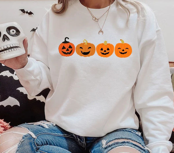 Funny Halloween Pumpkin Sweater, Fall Winking Pumpkin Printed Sweatshirt, Halloween Jack o Lantern Jumper, Spooky Season, Halloween Gifts