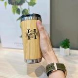 Personalised Bamboo Coffee Mug, Custom Engraved Monogrammed Tumbler, 17oz Bamboo Insulated Tumbler, Eco Friendly Drinks Flask, Gift for Her