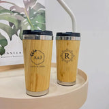 Personalised Bamboo Coffee Mug, Custom Engraved Monogrammed Tumbler, 17oz Bamboo Insulated Tumbler, Eco Friendly Drinks Flask, Gift for Her