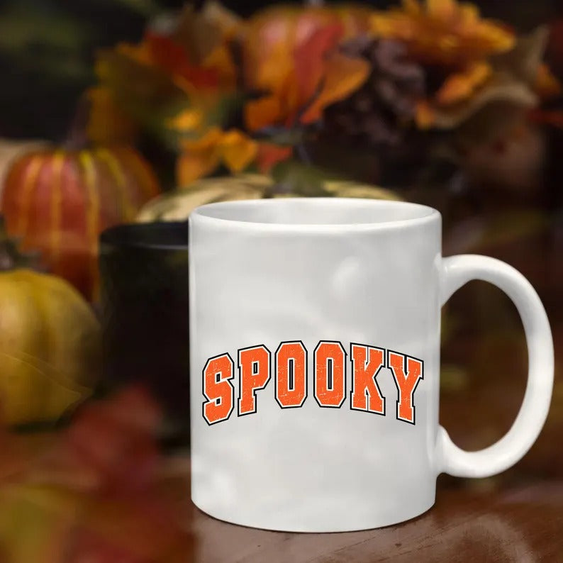 Spooky Halloween Mug, Retro Spooky Season Coffee Mug, Halloween Ceramic Printed Cups, Autumn Fall Coffee Lovers Mug, Halloween Party Gifts