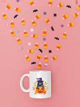 Vintage Halloween Black Witchy Cat Mug, Spooky Halloween Cat Printed Ceramic Mugs, Cat Halloween Ice Coffee Cup, Tea Cups, Halloween Present