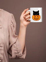 Cute Halloween Cat Printed Mugs, Cat Sneaking Halloween Pumpkin Coffee Mugs, Halloween Party Mug, Ice Coffee Mugs, Cat Lovers Halloween Gift