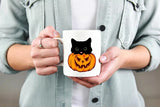 Cute Halloween Cat Printed Mugs, Cat Sneaking Halloween Pumpkin Coffee Mugs, Halloween Party Mug, Ice Coffee Mugs, Cat Lovers Halloween Gift